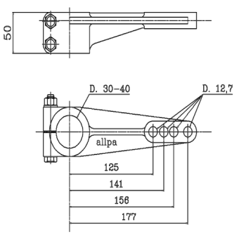 Allpa Aluminum Rudder Arm For Rudder Stock, Ø30mm