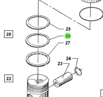 Bukh 562H0001 - Taper-Faced Compression Piston Ring for DV Series Engines