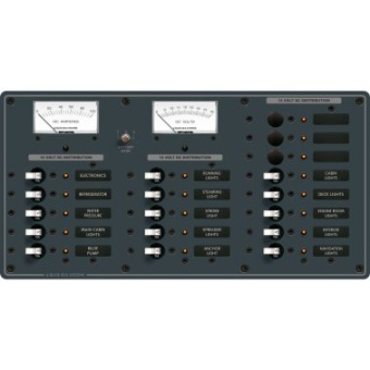 Blue Sea 18-Position White Tog DC Panel With Volt / Amp