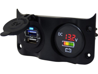 Talamex Switch Panel Add On With Double USB & Digital Voltmeter/Battery Indicator