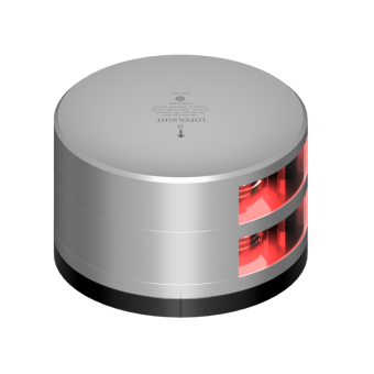 Lopolight 301-009ST-FB - Navigation Light 2NM 112.5° Red, Double Port, Silver w/FB Base