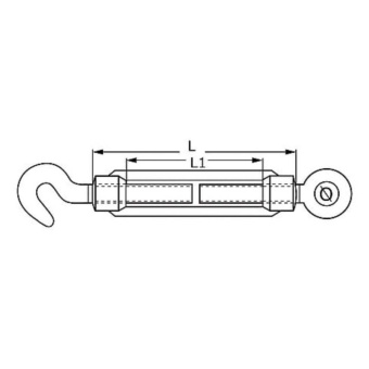 Turnbuckle Open Body Eye/Hook M12