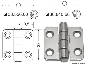 Osculati 38.840.58 - Hinge Standard Pin 38x39 mm