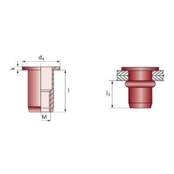 Aluminium Threaded Rivet TF M 6x45
