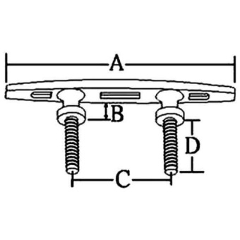 Allpa Stainless Steel Mooring Cleat, Bolt Mount, A=152mm, B=19mm, C=64mm, D=38mm