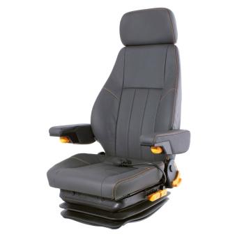 Helmsman's Seat Lehar XL Leather Dark Grey+Orange Stitching Without Base