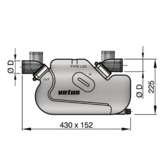 Vetus LSSA Exhaust Waterlock 7.5 Litres with Rotating Inlet and Outlet