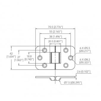 Marine Town Hinge 70x42 mm
