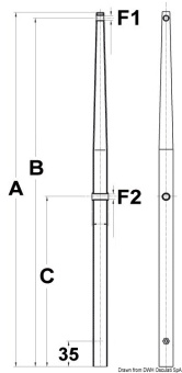 Osculati 41.174.40 - Stanchion for female base AISI316 610 mm