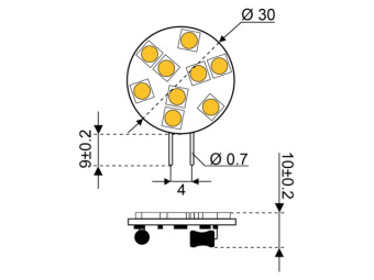 Talamex Super LED 9 10-30V G4-Side Dimmable