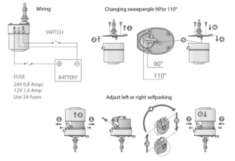 Roca 521001 W5 Windscreen Wiper Motor - 12V - 25mm Bulkhead