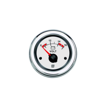 Vetus VLT12W - Voltmeter White, 12 V (10-16V), Hole Size Ø 52 mm