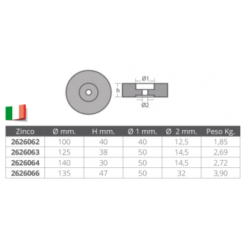 E. Polipodio Disc For Stern Zinc Anode 135 mm