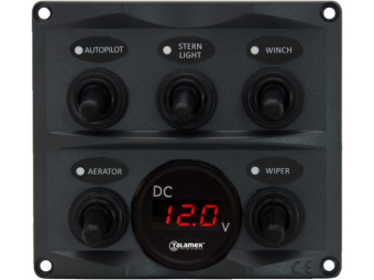 Talamex Switch Panel Antracite With Voltmeter 12/24V