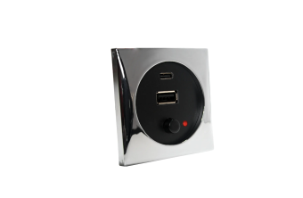 Båtsystem 5935c-USBC - USB-A and USB-C Socket, Charger, Chrome 5V/3A