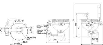 Johnson Pump 80-47229-01 - AquaT Manual Toilet, Compact China Bowl, Inlet Ø19mm, Outlet Ø38mm (Soft-Close)