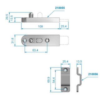 Roca 210055 - Stainless Steel Slide Bolt AISI316