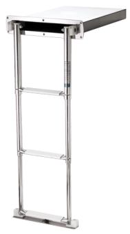 Allpa Stainless Steel Telescopic Bathing Ladder In Stainless Steel Box, 3 Steps Lined With Plastic