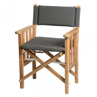 Teak Folding Director's Chair Forza Zwart Deluxe II