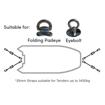 Rapid Marine Bow And Stern Kit 4x35mm Double Hook - 1.2 m Grey