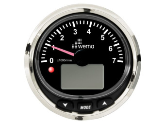 Wema 210686 - Tachometer 7000 RPM NMEA2000 Silverline Black