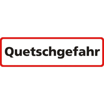 Marine Crushing Hazard Warning Sticker "Quetschgefahr", German, Soft PVC, 350×100 mm