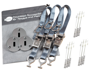 Rapid Marine PE25FFKIT-3-GY - Padeye Kit - Flush Fitting x 3, 3x25mm Tie Down Straps Grey