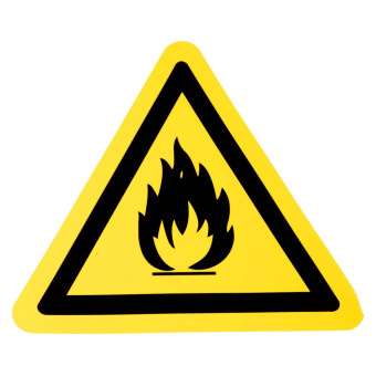 Marine Flammable Substances Warning Sticker, Flame Symbol, Soft PVC, Triangular