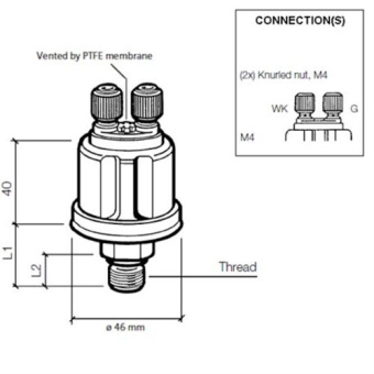 VDO 360-081-030-001K - Pressure Sender 5Bar (E/Ret) W/C 0.25 M10x1