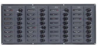 BEP Marine 906NMH - Circuit Breaker Panel DC 12V 32x Single Pole 7x5A 11x10A 11x15A 1x20A 1x25A 1x30A Horizontal