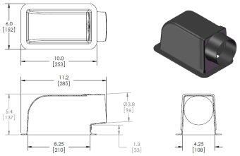 MSI TB84-4E 8" X 4" ABS Plastic Transition Box with 4" Ring End