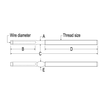 Ronstan RF1512M0608 Threaded Swage Terminal for 6mm Metric Wire, 1/2" Thread