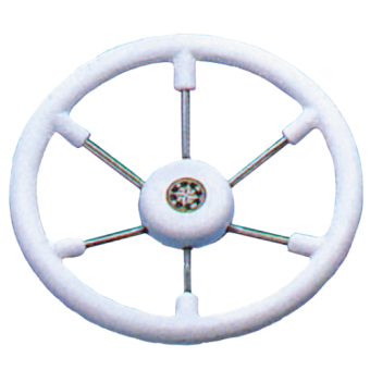 Allpa 6-Spoke Wheel 'Leader Tanegum' Stainless Steel With White Polyurethane Rim, Ø410mm, Depth 100mm