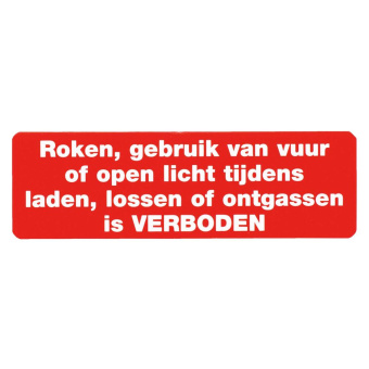 Marine No Smoking, Open Flames or Naked Lights Warning Sticker, Dutch, Soft PVC, 160×50 mm