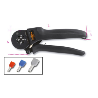 Beta 016060005 - Crimping Pliers For Tubular Terminals, 4-Sided Crimping