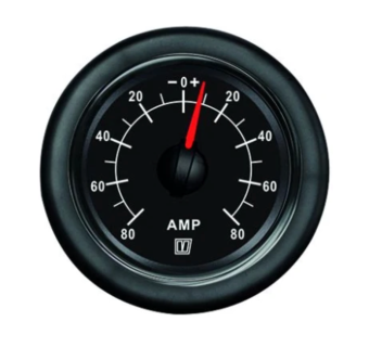 Vetus AMP050B - Ammeter, Black, 12/24V (+/- 50A), Cut-out Size Ø 52 mm (incl. Shunt)