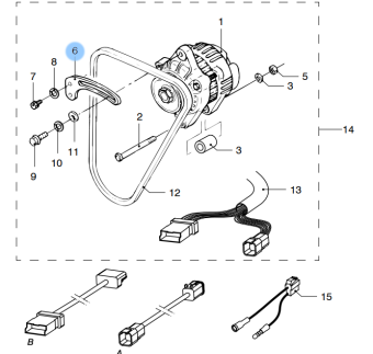 Vetus STM7440 - Engine Wiring Loom for M2.M3 75 Amp Alternator