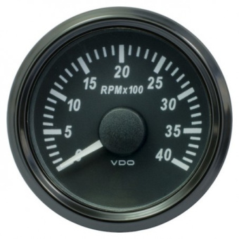 VDO A2C3833030025 - SingleViu Tachometer 4.000 RPM Black 52mm