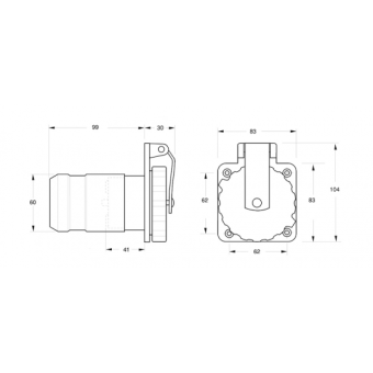 Marinco Inox Plug 2P+T 220V. 32A IP56