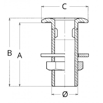 Chromed Brass Through Hull With Hose Connection 1"1/4