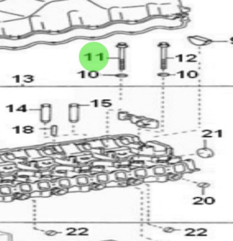 Nanni Diesel 970312528 - Cylinder Head Bolt for T6 Series Engines