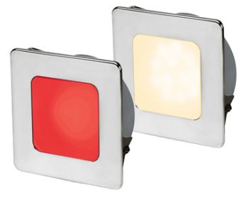 Hella EuroLED 95, Gen 2, Stainless Steel Ring, Warm White/Red, 78mm, Square