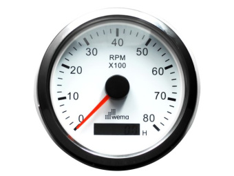Wema 110956 - Silverline Tachometer With Hourmeter 8000 RPM White
