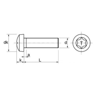 Euromarine ISO 14583 - VMTCT Torx Cylindrical Head Metal Screws M5X20