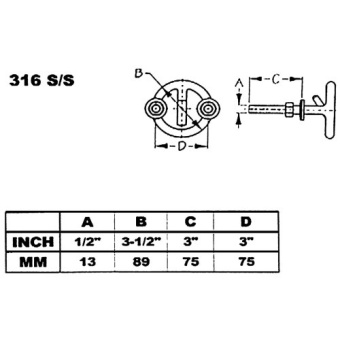Allpa Stainless Steel Ski Tow Ring, Material Ø12mm, Thread M10