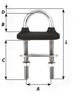 Wichard 65431 - Watertight U-bolt Stainless Steel 6 x 90 mm Black