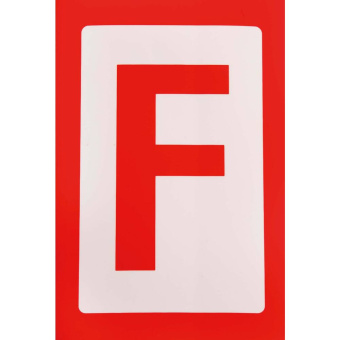Marine Fire Equipment Identification Sticker "F", Soft PVC, Red & White, 170×110 mm
