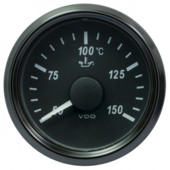 VDO A2C3833380030 - SingleViu 2426 Engine Oil Temperature 150°C Black 52mm White Lighted w/ Red Pointer