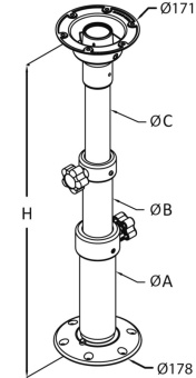 Osculati 48.417.68 - Thread Lock Pedestal 3 Steps 450/775 mm All Tables