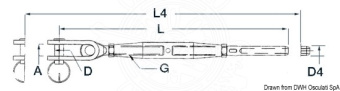 Osculati 07.202.10 - Turnbuckle With Articulated Jaw AISI 316 10 mm